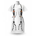 thumbnail image 3 of Skeleton Apron, Dancing Halloween Fun with Hat and Bowties, Unisex Kitchen Bib with Adjustable Neck for Cooking Gardening, Adult Size, Redbrown Caramel, by Ambesonne, 3 of 4