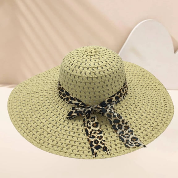 Kelon Summer Sun Hat, Foldable Wide Brim Straw Hat, Woven Beach Travel Cap, UV Protection Outdoor Headwear for Men Women, One Size Sun Hats