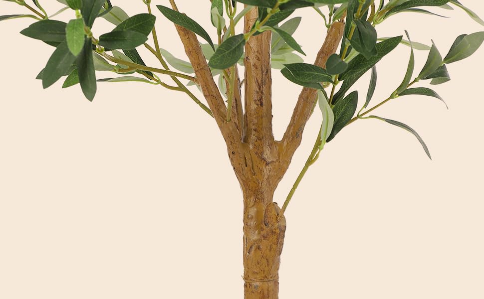 Artificial Olive Tree 5FT Tall Faux Silk Plant for Home Office Decor Indoor Fake Potted Tree, with Moss, Black Nursery Pot, Artificial Silk Plant, Designed Faux Wood Trunk and Realistic Fruit