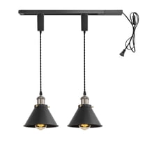 KAYYELAMP 1x Plug in Cable Track Rail, 2X Adjustable Cord Black Track Lighting Fixtures Pearl Black E26 Base H-Type Vintage Design for Kitchen Loft(No Bulb)