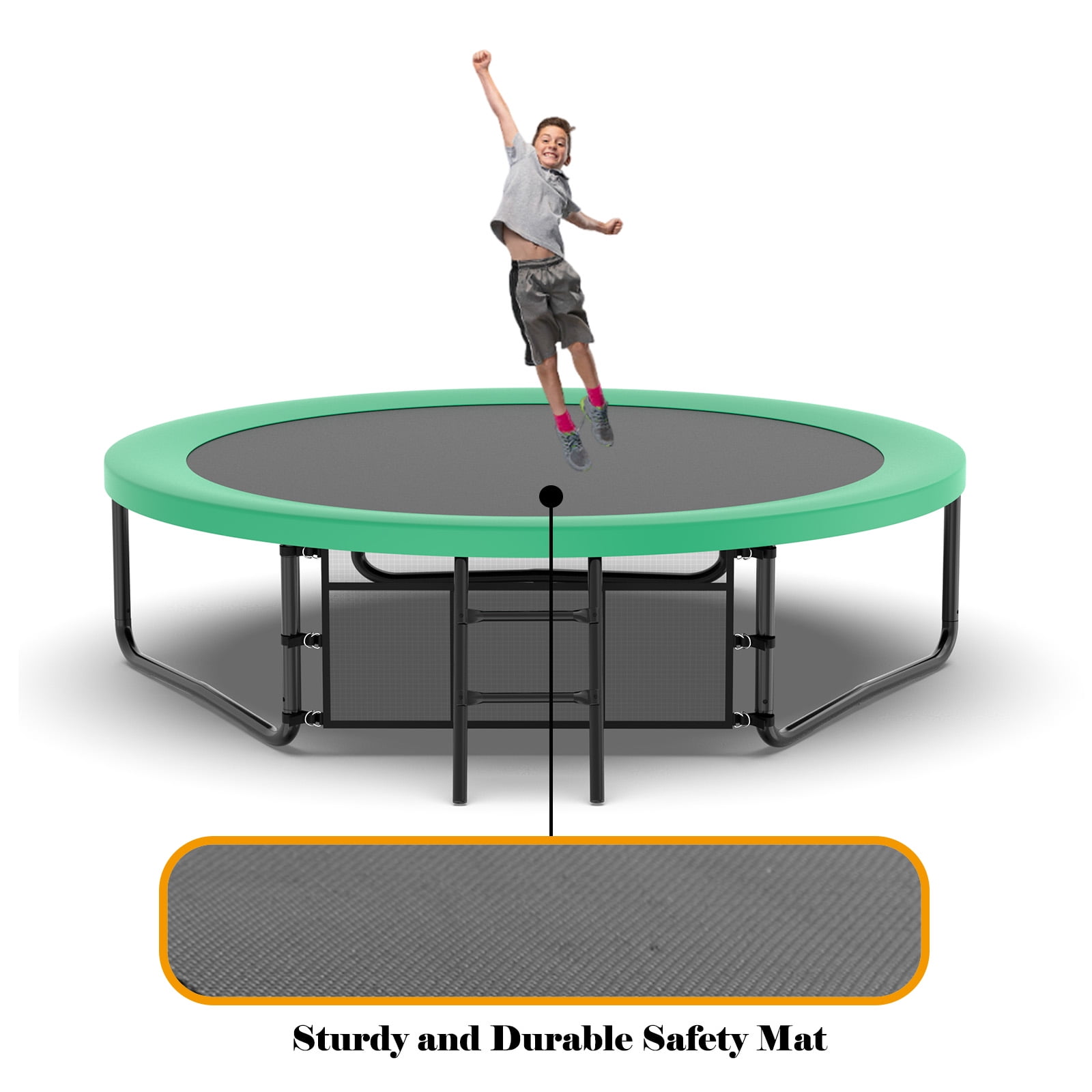 EUROCO Outdoor Trampoline with Basketball Hoop & Two-Step Stairs, 10FT 12FT 14FT 15FT 16FT Trampoline for Adults and Kids