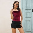 thumbnail image 4 of Mittory Women's Casual Basic Strappy Camisole Vintage Velvet Cami Tank Top, 4 of 5