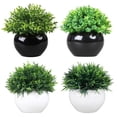 thumbnail image 1 of Realistic Artificial Potted Plants Set of 4 – Lifelike Faux Greenery in Elegant White Ceramic Pots – Perfect Indoor Home Décor for Bedroom, Living Room, Office, Bathroom – Tabletop Display, 1 of 8