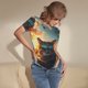 thumbnail image 3 of Balery Cool Cat Driving Sunset Body de cuello redondo de manga corta para mujer Tops de manga corta Tops básicos-Large, 3 of 7