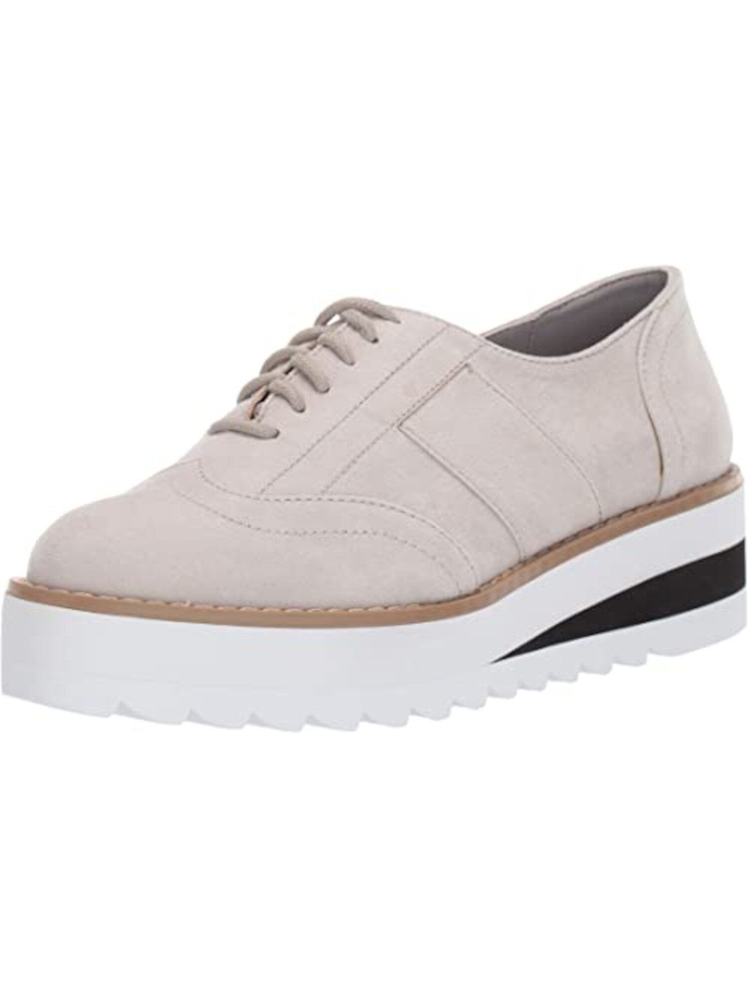 MADDEN GIRL Womens Gray 1.5' Platform Cushioned Andria Almond Toe Wedge Lace-Up Oxford Shoes 6.5 M