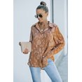 thumbnail image 4 of POGLIP Women's Brown Collared Neck Floral Textured Shirt, 4 of 6
