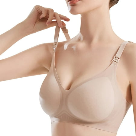 Blphud Lingerie for Women Woman s Bra Women Plain Color Striped Adjustable Strap High Elasticity Maternity Nursing Underwear Bra Women s Sexy Breathable Bra Beige 36