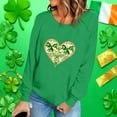 thumbnail image 5 of SELONE Sequin St Patricks Day Tops for Women Long Sleeve Crewneck Sweatshirt Heart Pullover Raglan Clothes Brown 3XL, 5 of 6