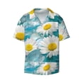 thumbnail image 4 of Uemuo Daisy Flowers Pattern Cotton Linen Short Sleeve Shirts,Casual Lightweight Button Down Shirts,Vacation Beach Summer Tops-3X-Large, 4 of 7