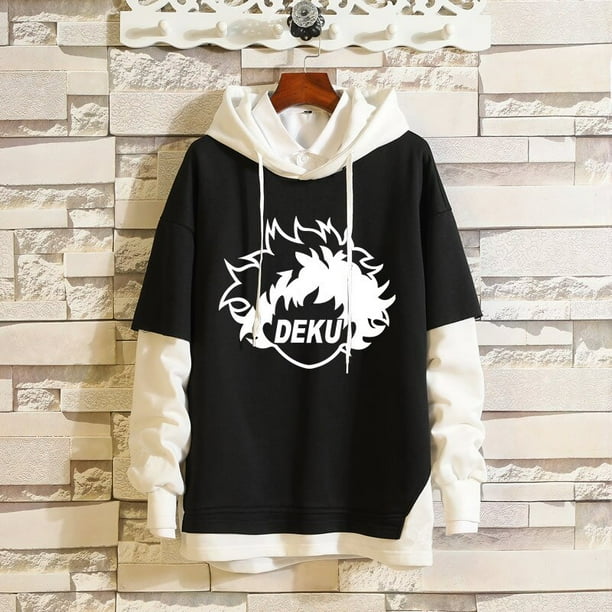 Sudadera con capucha de My Hero Academia para hombre y mujer, Midoriya Izuku, disfraz de Cosplay con estampado 3D, sudadera, chaqueta de dos piezas falsa para la escuela06L Deng Xun unisex