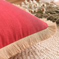 thumbnail image 2 of Paquete de 2 fundas de cojín de lino y algodón con flecos, estilo rústico, para sofá, cama o coche (rojo, 30 x 50 cm), 2 of 4