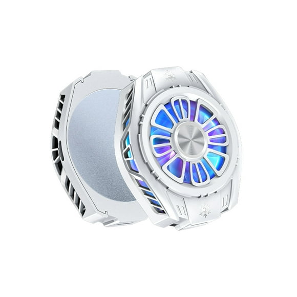 Methold Radiador de teléfono inteligente Profesional Luz de 7 colores Interfaz de tipo c ajustable Juego de transmisión en vivo Ventilador de Teléfono y Comunicación Blanco