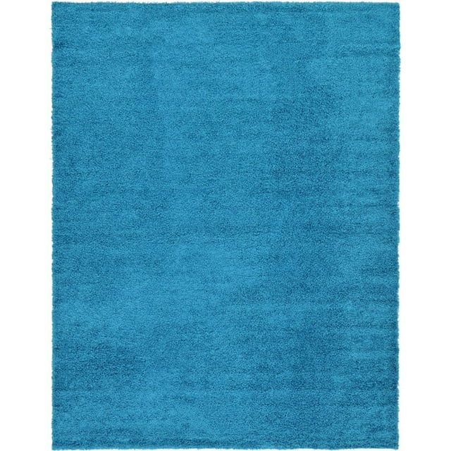 Unique Loom Solid Shag Modern Plush Area Rug 10' x 13' Rectangle Turquoise