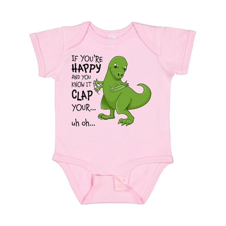 

Inktastic T-Rex Can t Clap Boys or Girls Baby Bodysuit