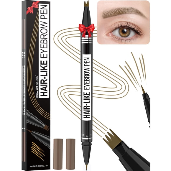 Bolígrafo para cejas Vevivia Lighting Magical 2 en 1, impermeable, color marrón claro