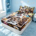 thumbnail image 3 of Erosebridal Cartoon Kitten Zipper Twin Comforter Sets with Fitted Sheet and 2 Pillowcases, Kawaii Floral Zipper Bedding Set, Reversible, Bright Yellow White, Reversible, 3 of 7