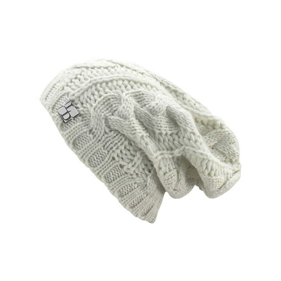 Ivory Cable Knit Unisex Slouchy Beanie Cap Hat