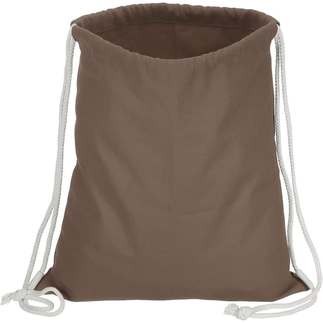 Cotton Drawstring Bags, Backpack Foldable Sports Gym Bags for Women Men Trip, Brown