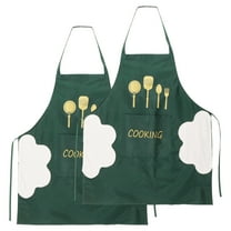 Uxcell 2pcs Bib Apron 72x65cm Unisex Cooking Aprons with Hand Wipe, Dark Green