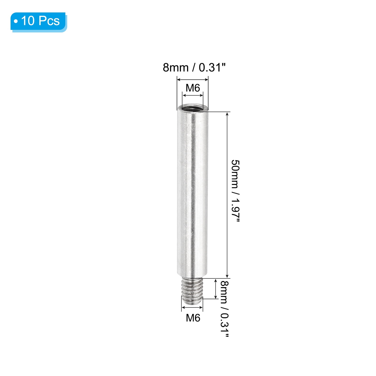 Unique Bargains Album Scrapbook Extension Posts Replacements for Binding ["M6x50+8mm"]