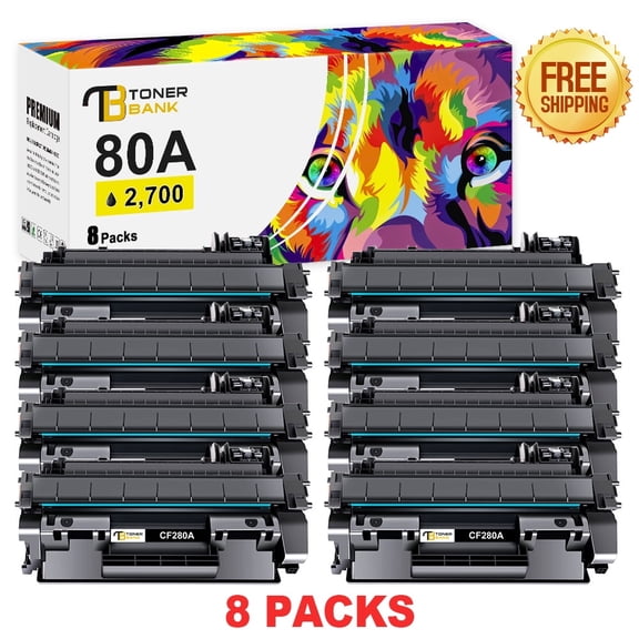 Toner Bank 80A Laserjet Toner Cartridge Black CF280A for 80A 80X CF280A CF280X LaserJet Pro 400 M401a M401d M401n M401dn M401dne M401dw MFP M425dn M425dw Printer Ink (Black 8-Pack)