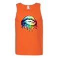 thumbnail image 2 of Wild Bobby, Colorful Neon Rainbow Biting Lips, Pop Culture, Men Graphic Tank Top, Orange, Small, 2 of 3
