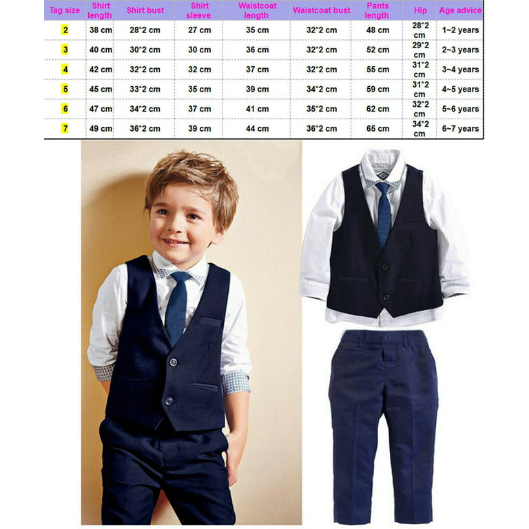 4pcs Kids Baby Boys Waistcoat+Tie+Shirt+Pants Outfits Clothes