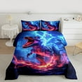 thumbnail image 2 of Homewish Ancient Dinosaur Full Size Comforter Sets,Cartoon Dino Bedding Comforter Set,Orange Blue Bedding Sets For Boys Teens,Breathable Home Decor Reversible,3 Pieces, 2 of 8