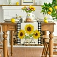 thumbnail image 2 of Camino de mesa de verano con diseño de girasol y cuadros de búfalo, decoración de mesa de comedor de primavera para cocina y fiestas en casa (1 unidad), 2 of 5