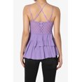 thumbnail image 2 of TheMogan Women's S~3X Cross Strap Smocked Back Crochet Lace Ruffle Peplum Cami Top, 2 of 7