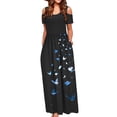 thumbnail image 1 of SMihono Robe Maxi Bohème d'Été pour Femmes Grande Taille Robe Longue Décontractée pour Femmes avec Imprimé Floral Rayé Manches Courtes Robe Maxi Robe de Plage, 1 of 4