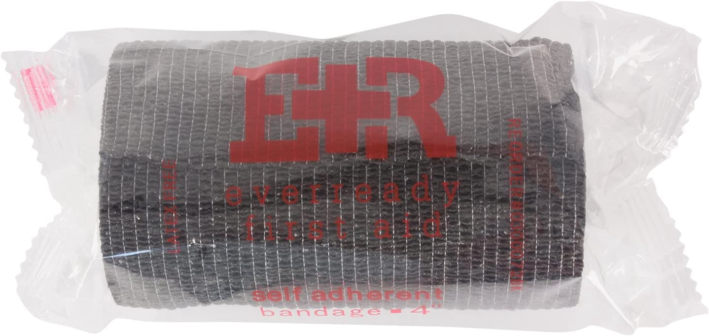 Self Adherent Cohesive Wrap Bandages for First Aid, Sprains, Swelling, Sports, Pets - 4 Inches x 5 Yards – 18 Count - Black
