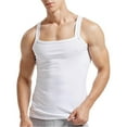 thumbnail image 5 of Mens Tank Top Stretchy Muscle Slim Solid Color Sleeveless Square Neck Undershirt Casual Summer Athletic Lightweight Vest White XL, 5 of 6