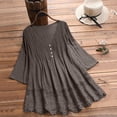 thumbnail image 6 of Fgnfyis T Shirts for Women Women Three Quarter Lace V Neck Plus Size Top T Shirt Blouse Casual Comfortable Womens Tops Brown XXXXXL, 6 of 7