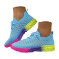 thumbnail image 2 of NOKIO Men's Walking Shoes Summer Non-S𝗅ip Tennis Running Shoes Fashion Colorful 𝖫a𝖼e Up Sneakers Lightweight Breathable Knit Sport Shoes Soft Cushion Sole We𝖽ge Shoes for Training Jogging, 2 of 7