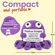 Positive Octopus - Emotional Support Crochet Dolls, Positive Crochet Animals, Emotional Support Plush Gift, Stuffed Animal for Anxiety & Stress Relief
