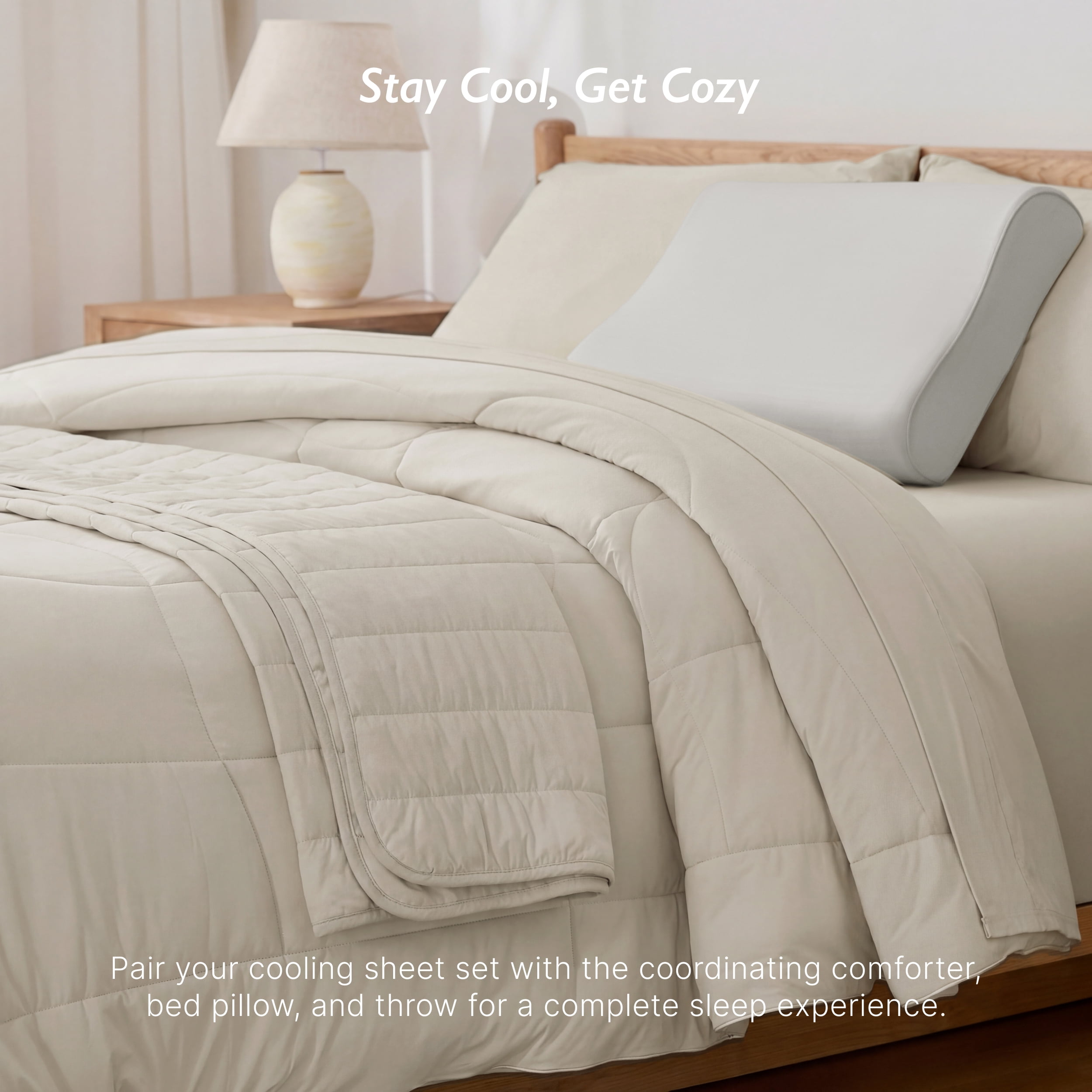 Breescape Essentials 4-Piece  B-Cool Cooling Bed Sheets Set, Taupe, King