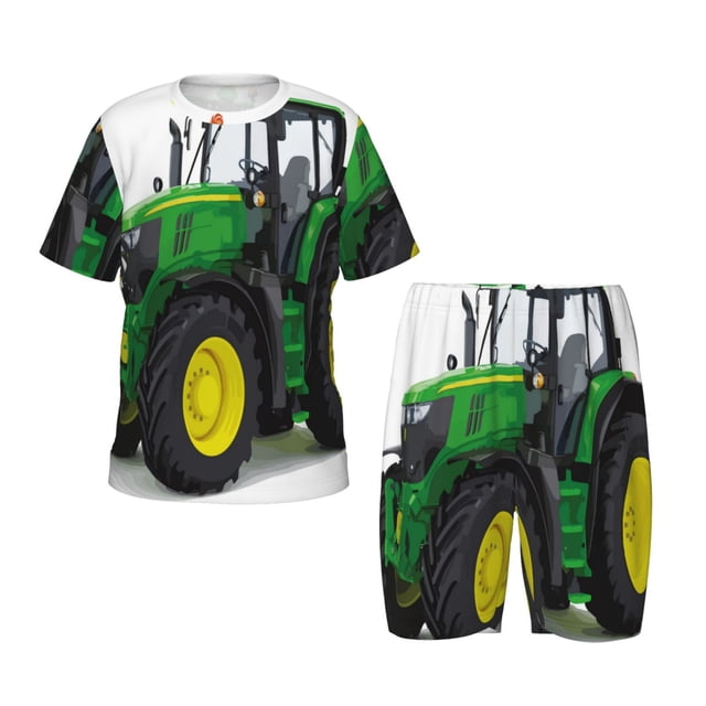 Balery big farm tractor Conjunto de Pijama Infantil de Manga Corta con Estampado – Ropa de Dormir de Algodón Suave-Large