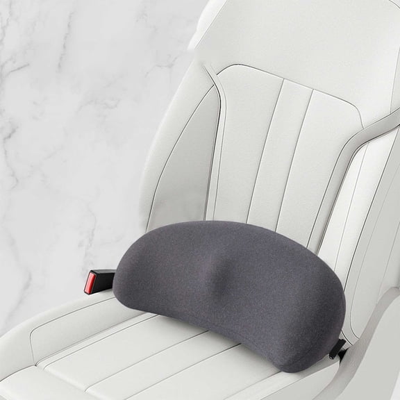 Memory Foam Lumbar Support Cushion for Car Seat - Ergonomic Back & Waist Pain Relief - Adjustable Strap for Office/Home (18x10x6in) Dark Gray