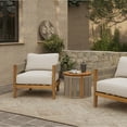 thumbnail image 3 of LuxenHome Outdoor Acacia Wood with Rope Sides Club Armchair with Cushions, 3 of 9