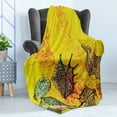 thumbnail image 4 of Seashells Soft Flannel Fleece Throw Blanket, Faded Style Distressed Backdrop with Seashells Underwater Marine Theme, Cozy Plush for Indoor and Outdoor Use, 60" x 80", Yellow Teal, by Ambesonne, 4 of 5