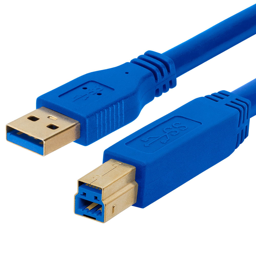 Blue Type A Male to Type B Male Konnekta Cable USB 3.0 Printer/Device Cable Pack of 5 6 Foot