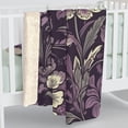thumbnail image 4 of Purple Sherpa Fleece Blanket, Jacobean Pattern, 4 of 4