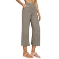 thumbnail image 2 of Nmnitkp Cotton Linen Capri Pants for Women High Waisted Relaxed Fit Elastic Capri Leggings Casua High Waist Tummy Control Cropped Lounge Trousers with Pockets, 2 of 5