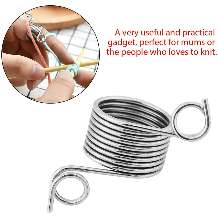 1pc Stainless Steel Yarn Threader Finger Ring, Thread Thimble Knitting Sew  Accessories