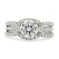 thumbnail image 2 of 2 Carat Center 7MM Round Cut Lab Created Moissanite Diamond Halo Split Shank Engagement Ring For Women In 14K White Gold Over Sterling Silver (G-H Color, VVS1 Clarity, 2 Cttw)-4, 2 of 8