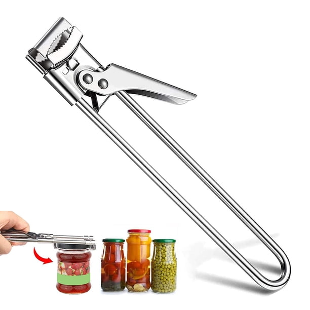 Abridor de tapas de latas, abridor de frascos de acero inoxidable, abridor de tapas manual, ayuda de apertura ajustable, abrelatas de seguridad multifuncional, para personas mayores con manos débiles