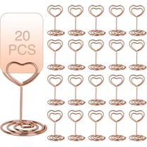 LQQBOX 20 Pcs Heart Shape Place Card Holders Table Number Stands Metal Table Card Holder Clips Wire Photo Picture Stand Note Memo Menu Clips for Wedding Rose Gold