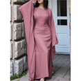 thumbnail image 4 of Vestido Islámico Elegante de Color Liso con Mangas Murciélago para Mujer. Rosa M, 4 of 7
