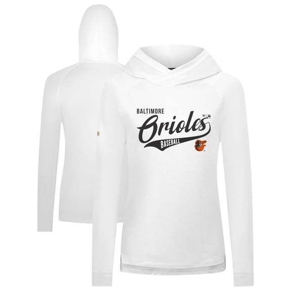 Women's Levelwear White Baltimore Orioles Slender Glide Raglan Hoodie